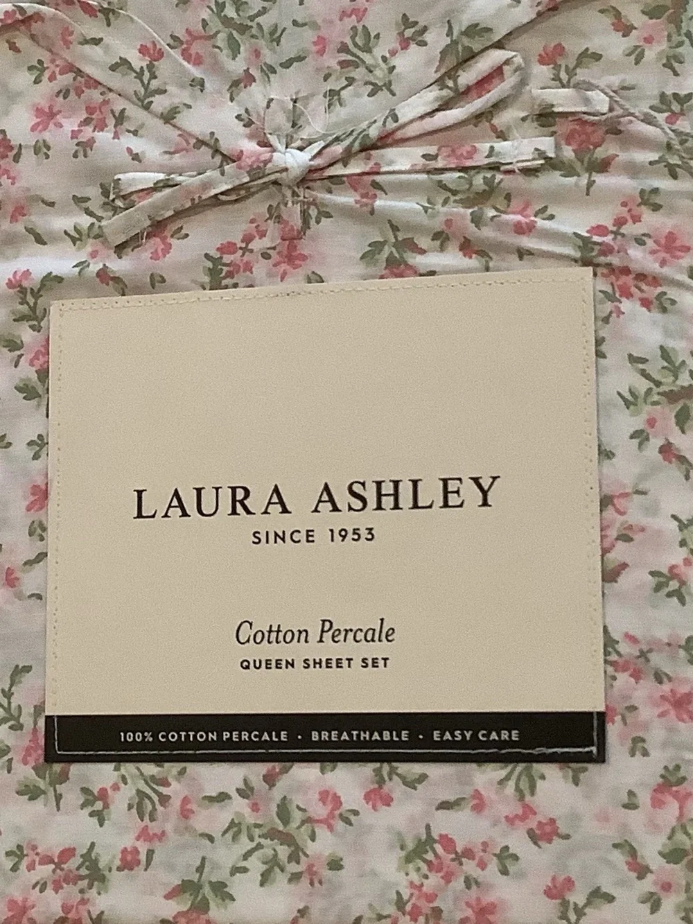 Laura Ashley Ditsy Floral Cotton Percale Queen Sheet Set New